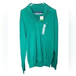 NWT Nautica mens v-neck collar emerald green sweater size large